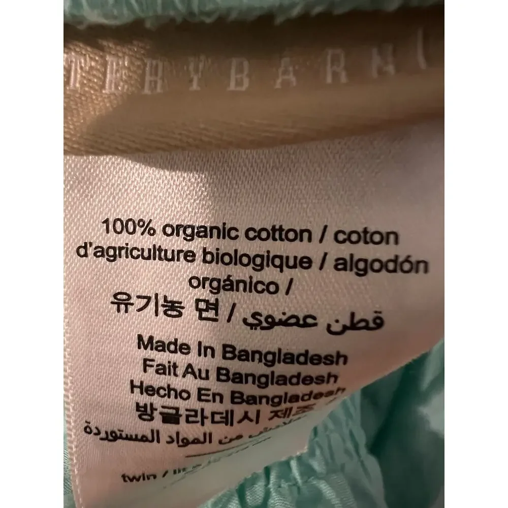 Pottery Barn Teen Ruched Rosette Duvet Cover Teal 100% Organic Cotton Twin